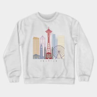 Seattle skyline poster Crewneck Sweatshirt